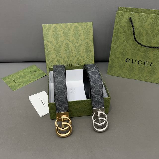 Gucci 古奇 钢扣牛皮腰带 男士经典款皮带 多色可选 时装搭配必备款 优质扣头 采用原厂牛皮带身 高品质全套包装 礼盒 礼袋 小票