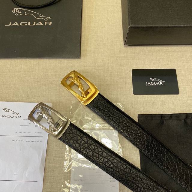 品牌：捷豹jaguar 钢扣 等级：原单私货.进口头层牛皮黑底，专柜售、堪比正品！油边精致 电脑车线 手感柔软.实物拍摄无修饰 上身效果超好、长度可裁剪