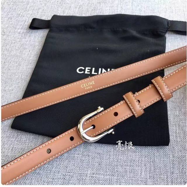 Celine 赛琳 专柜同款宽1.8Cm腰带选用双面原版光滑头层小牛皮精制而成，抛光金属精品亮金 亮银色针扣，低调奢华质感超级棒还有黑色 红色带身喔[色] Dd