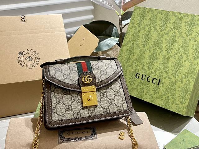 牛皮 折叠礼盒 官网飞机箱 Gucci Love Parade系列 Mini 手提邮差包 原版小牛皮 经典牛皮 尺寸20 16Cm Dd