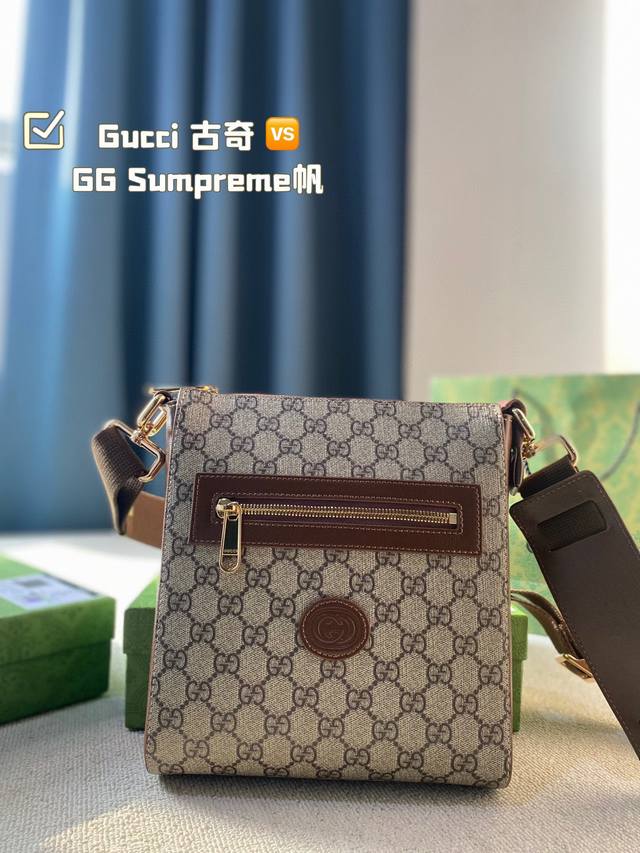 Gucci 古驰 全套专柜礼盒发票密封包装！ 款号 681021 标志性的gg Sumpreme帆布采用带涂层的超细纤维面料制成，柔软而富有延展