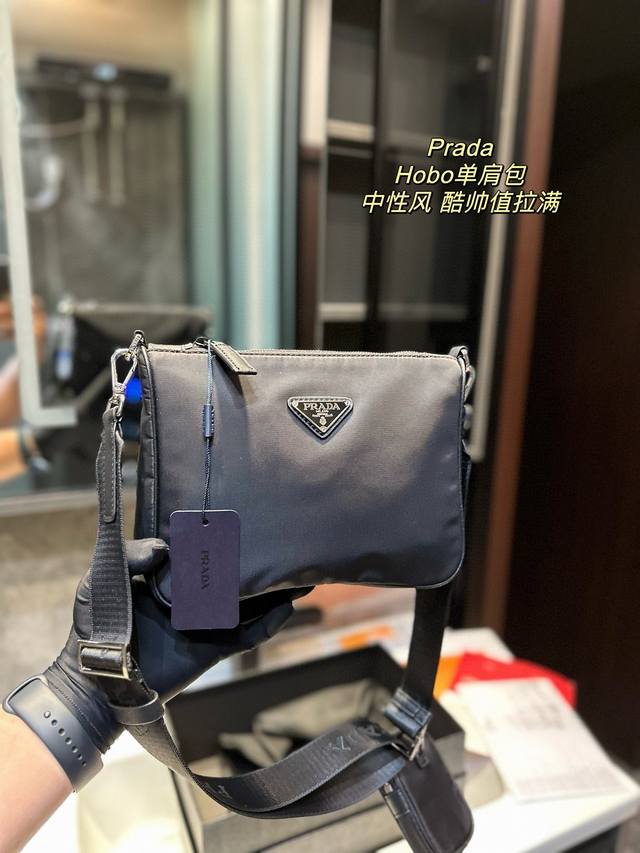 礼盒 Prada 普拉达hobo二合一尼龙邮差包 斜挎包 单肩包 原版防水布材质 Ql尺寸24.17.6