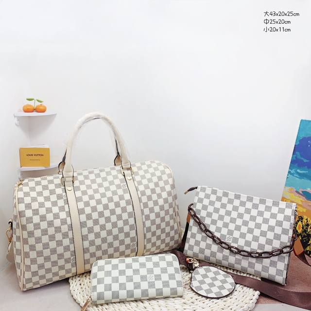 三件套 Lv 购物袋+洗漱包+钱包 3件套组合 尺寸：大43X20X25Cm，中25X20Cm，小20X11Cm.