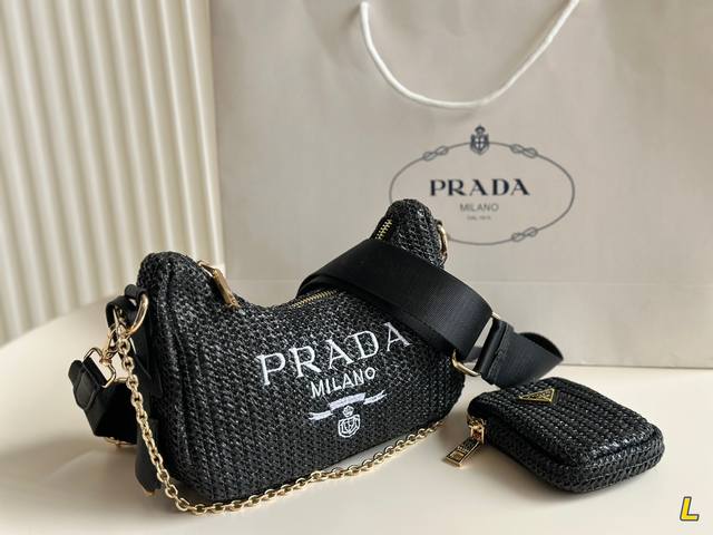 Size：21Cm Prada Hobo草编腋下包 看到实物真的堪称完美！ 包装 设计超级方便和舒服！