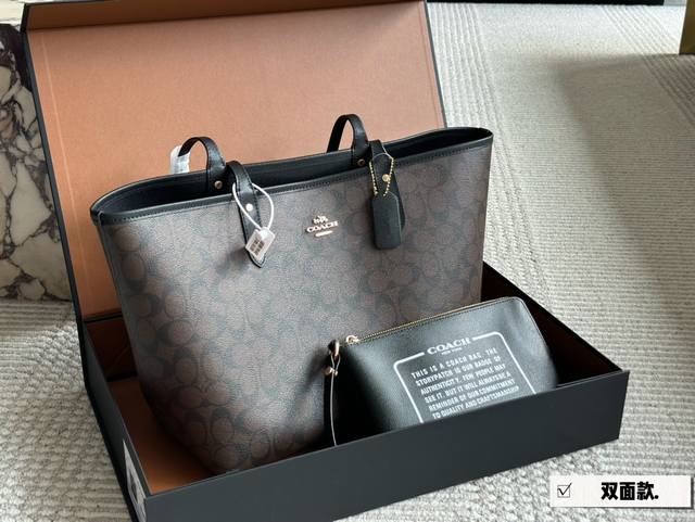 配盒 Size：35*27Cm Coach 家 经典双面city托特包 经典logo购物袋tote包 大爆款 分分钟断货！ Dd