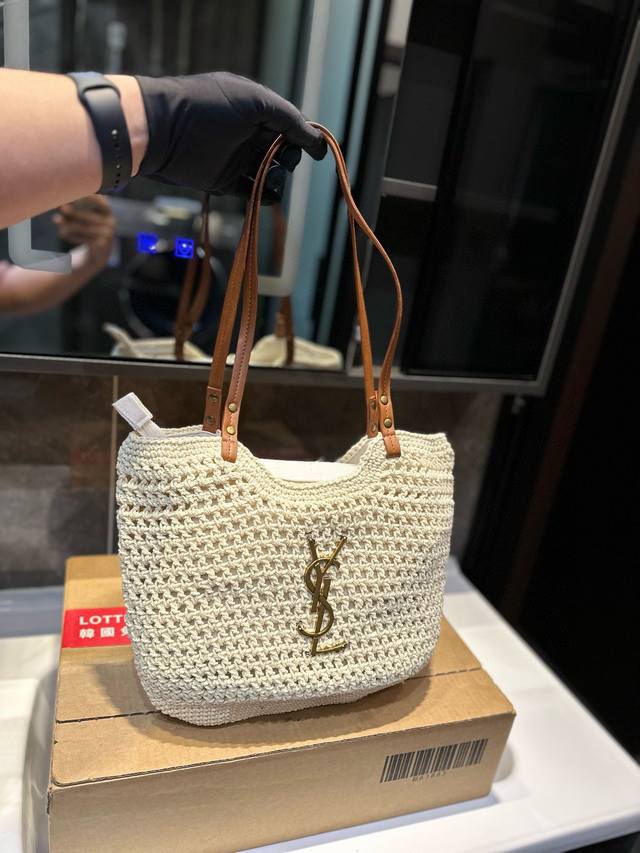 Ysl 编织托特包 休闲百搭轻便实用！ 上身超好看草编系列 N尺寸28.25Cm