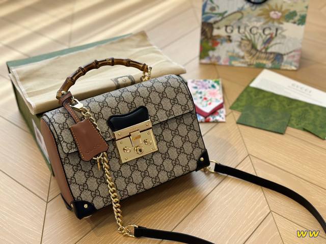 折叠盒 Gucci 女士小方包竹节包 可手提可斜挎 24-17-10Cm 重工竹节 背出去不会撞包哦