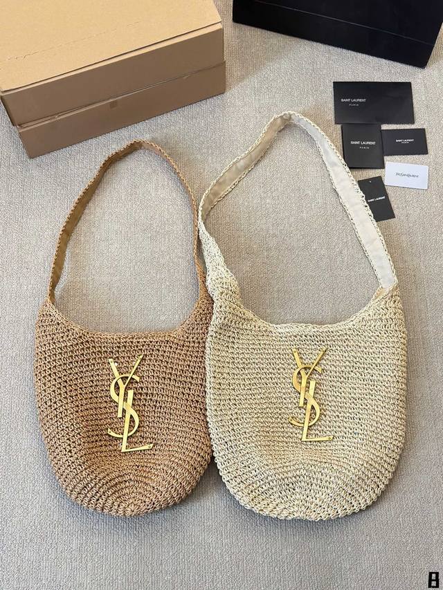 Ysl 编织托特包 休闲百搭轻便实用！ 上身超好看草编系列 尺寸37 35cm