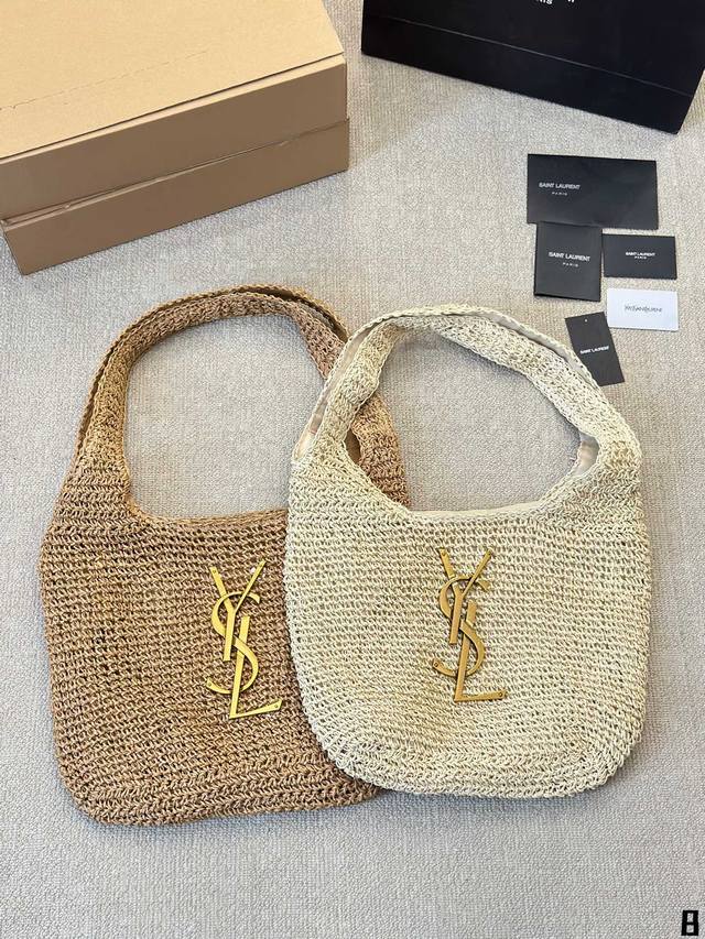 Ysl 编织托特包 休闲百搭轻便实用！ 上身超好看草编系列 尺寸37 35cm