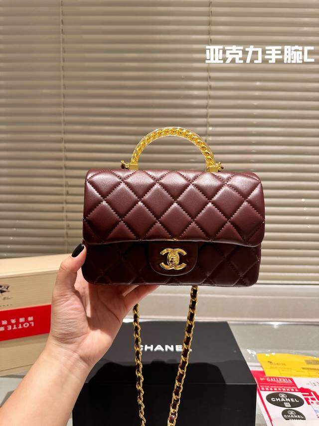 CHANEL HANDLE MINI CF Chanel 香奈儿新款handle mini cf金属手提口盖包单肩斜挎复古链条包 尺寸: 20*12*6CM链条