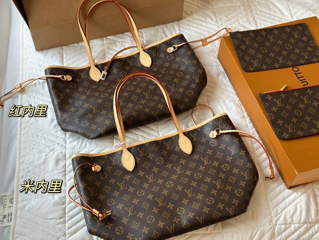 全套包装 复刻版 size：32*28cm L家 Neverfull 中号购物袋！ 骨灰级产物！ 全钢五金！车线末端均为三针重线加固！ 搭配进口变色皮哦！ 大家