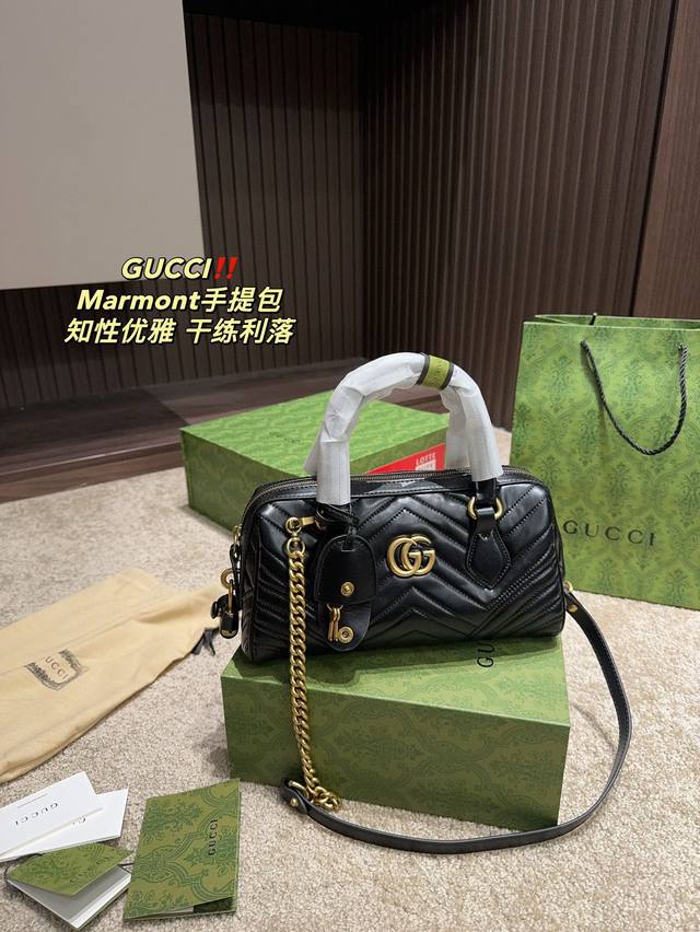 折叠盒尺寸25.13酷奇gucci Marmont手提包复古优雅 满满的高级感大小适中 容量感人休闲正装皆可轻松驾驭