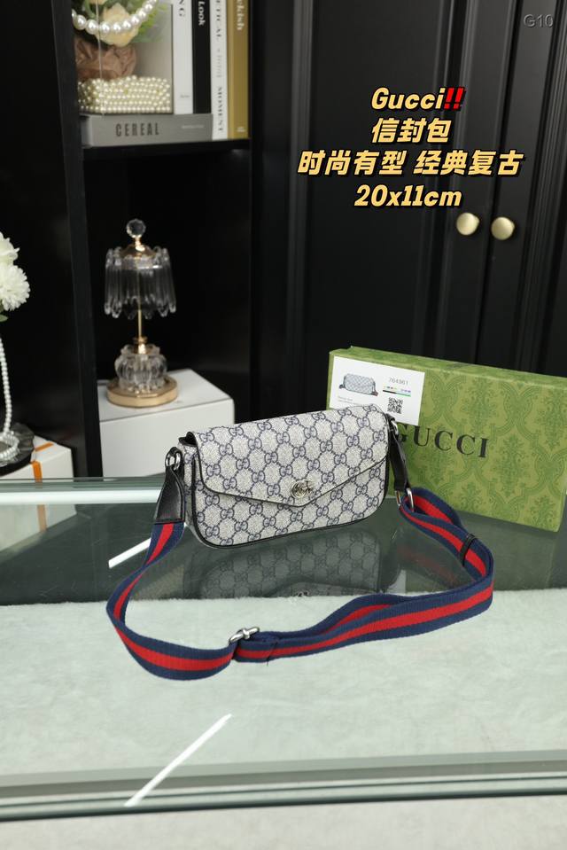 配盒酷奇gucci 信封包独特设计 时尚又经典超级百搭 日常通勤皆可上身又a又飒尺寸20.11