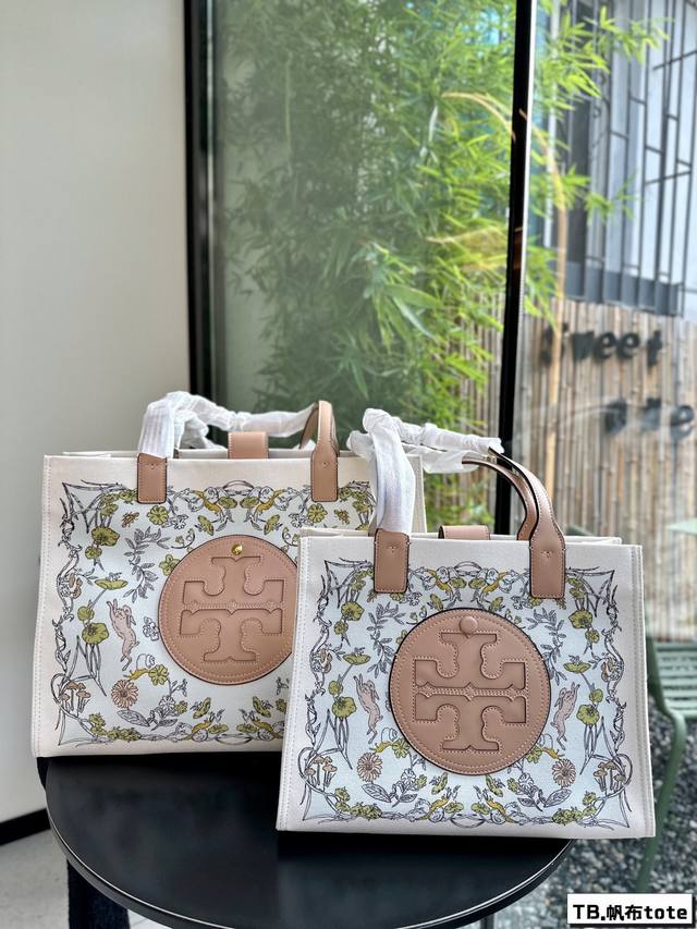 尺寸：43 33Cm大号 34 26Cm 小号tb托里伯奇tory Burch 托特包tote帆布 购物袋简单百搭 颜值高日常出街首选潮酷时尚女孩必入款