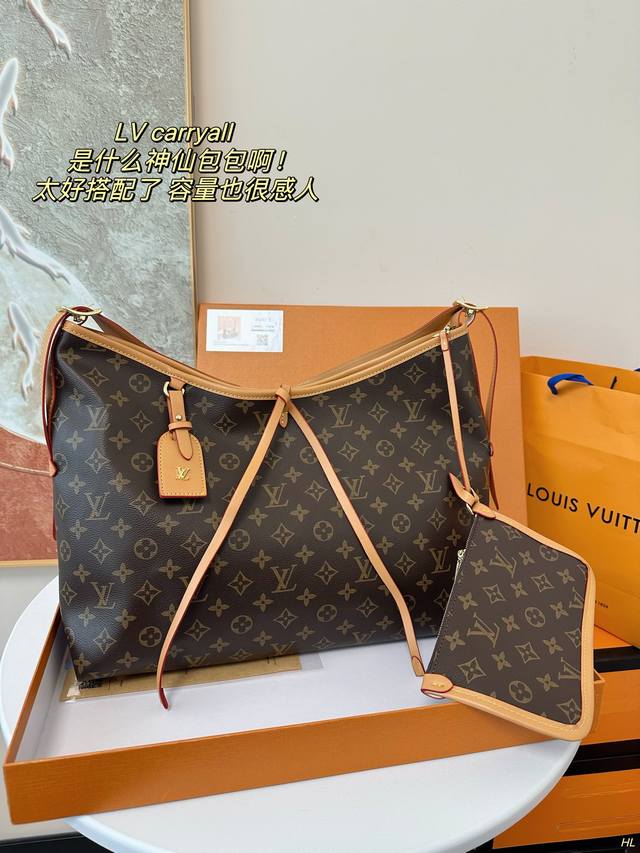 大 小 配盒 Lv Carryall 驴家最强者可爱休闲都ok 这只无论任何时候都有顾客来找 内附一只收纳零钱包颜值性价比在线 尺寸：大39Cm 小29Cm