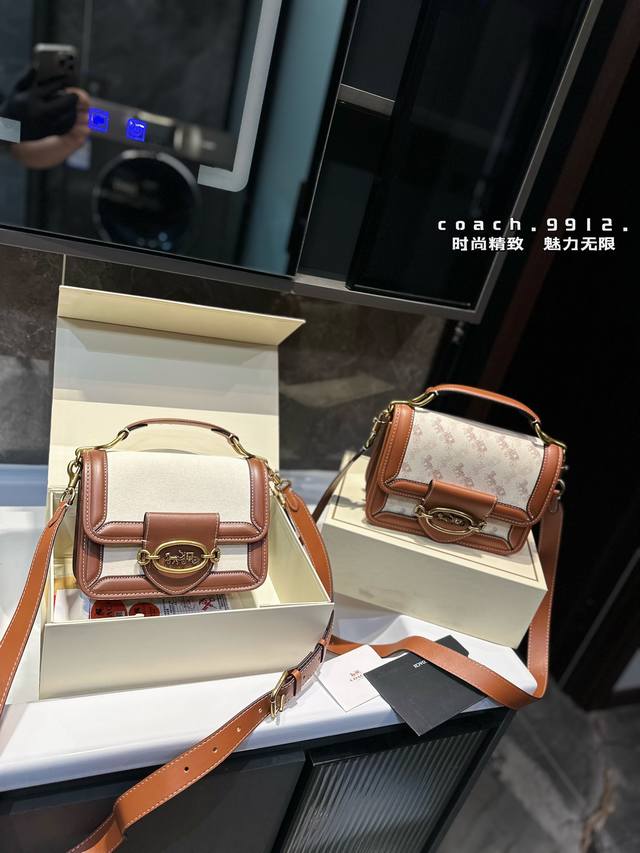 2024 Coach Hero Shoulder Bag系列手提包 牛皮老花斜挎包女包 超级实用的款式 手提肩背 多用款 Coach蔻驰新款hero大号复古手提