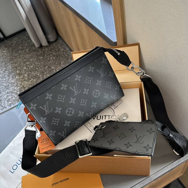 折叠礼盒官网飞机盒” Louis Vuitton ”Lv单肩包 Louis Vuitton Gaston Ww 可拆卸可调节肩带拉链开合 皮革 单肩斜挎包 男款