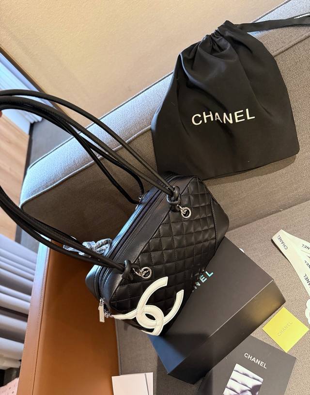 礼盒包装 Chanel 小香家 中古包香奈儿宝藏级 康鹏相机包对版细节 黑白拼色尺寸 28