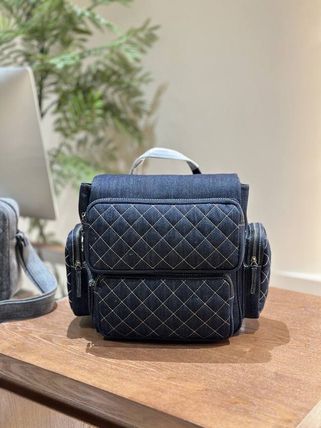 Chanel中古牛仔丹宁双肩包 32×25