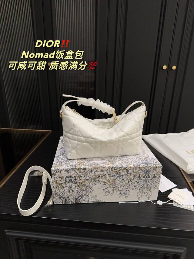 折叠盒尺寸23.15 迪奥dior Nomad饭盒包 包型太可爱了 容量非常可，日常通勤都没问题 可咸可甜 质感满分 工艺非常讲究 细节立体感拉满