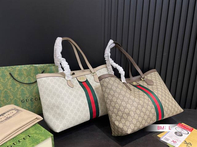 原版品质 精工制作Gucci 古奇 24新配色 燕麦色 Tote包 购物袋 男女同款 注意细节 这款购物袋将标志性图案与经典印花相结合这种经典搭配表现了对Guc